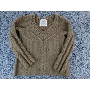 Old‎ Navy Women Cable Knit V Neck Sweater Brown Long Sleeve Buttons Size Medium